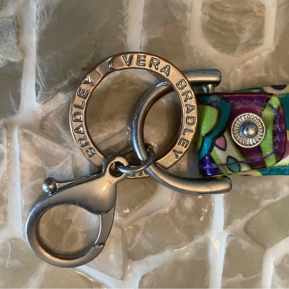 Vera Bradley Iconic Loop Keychain  - Snap Key Ring Fob in purple punch